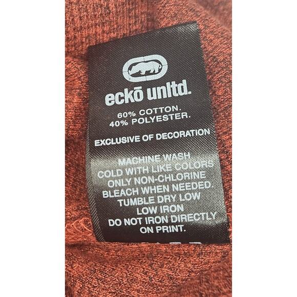 Vintage Ecko Unltd Red & Black Marl Men's M Long-Sleeve Waffle Knit Shirt Y2k - Picture 8 of 8